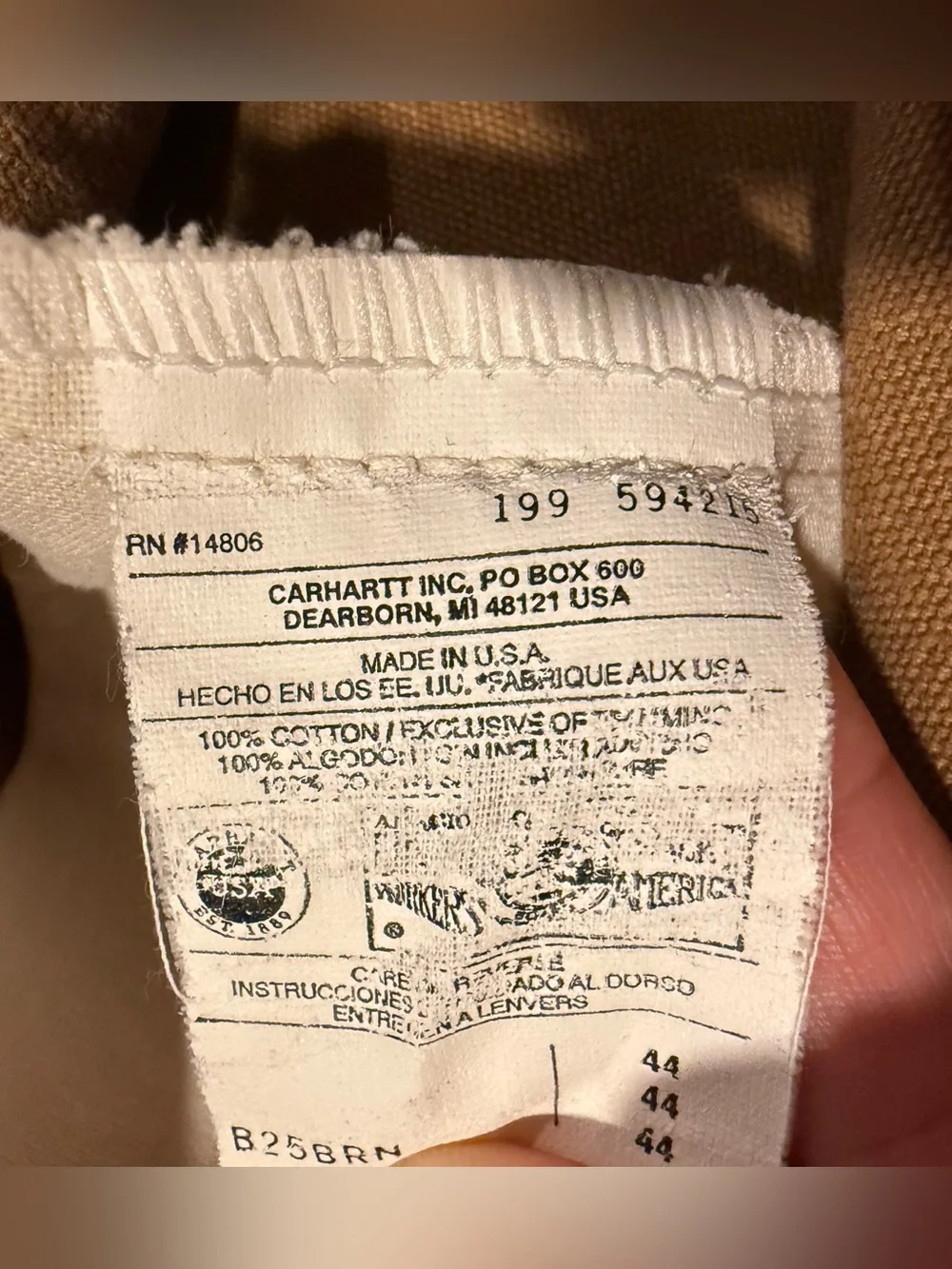 Carhartt Vtg Canvas Duck Carpenter Shorts Mens 44 (fit 42) brown USA Made B25BRN